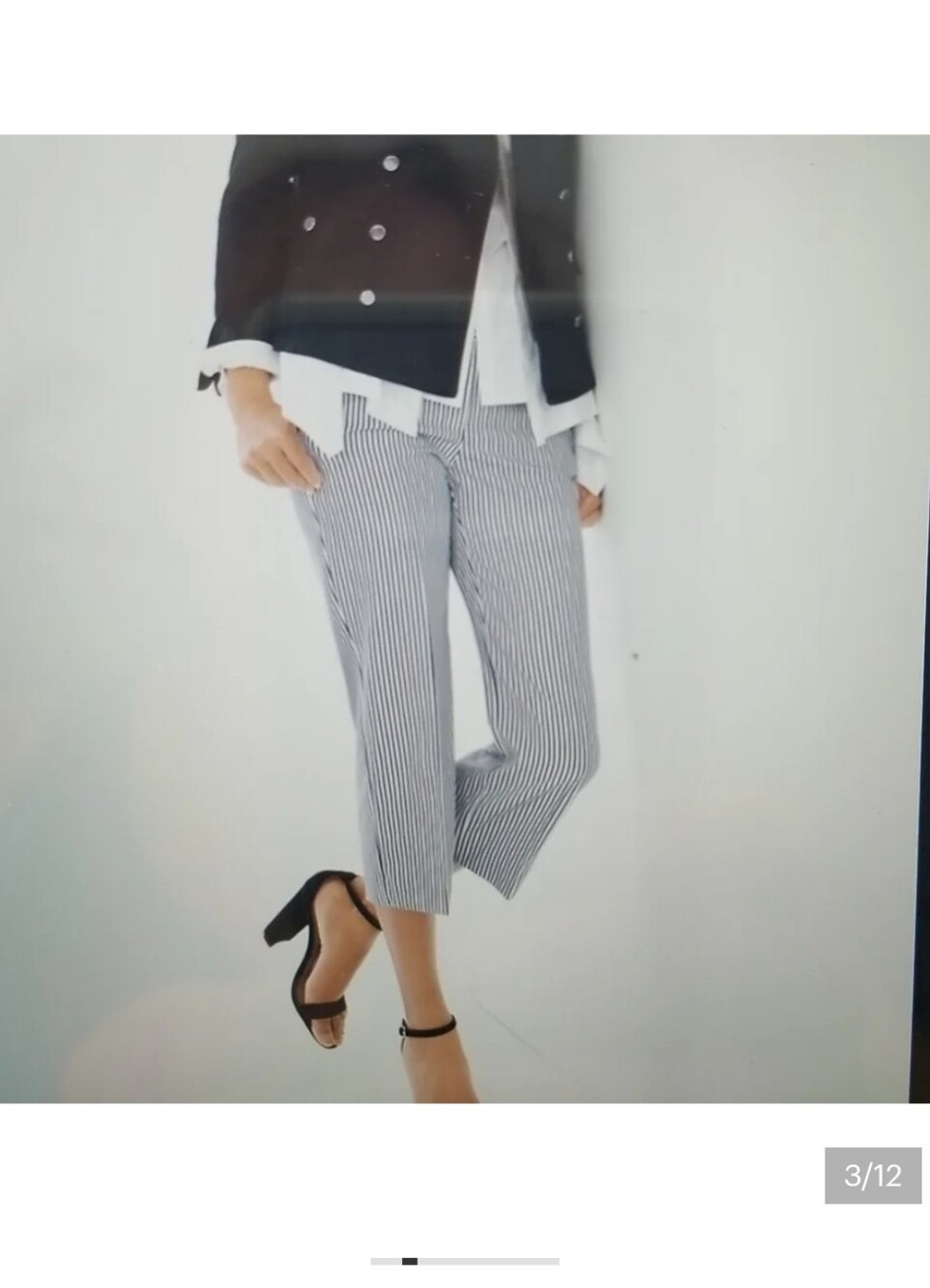 Chico's Striped dark navy & White Women 's  dress Pants Size 1